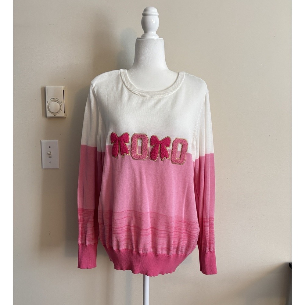 Feeling Festive Valentine's Day Sweater Womens XL Pink XOXO Heart Cute‎ Cozy